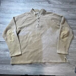 The Territory Ahead Henley Mens XXL Tan Quilted Elbow Patch Pullover Sweater
